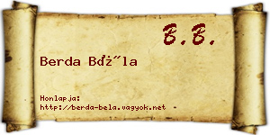 Berda Béla névjegykártya